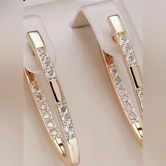 🦋Elegant Gold and Silver Hoop Earrings - Picture 3 of 3